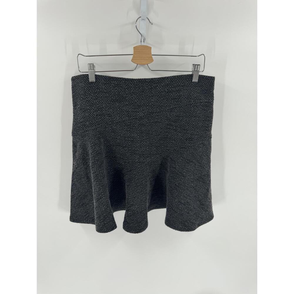 LOFT Dark Gray Herringbone Pattern A-line Skirt Womens Mid Thigh Length‎ Large